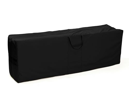 Covermates Cushion Storage Bag – Heavy Duty Vinyl with Polyester Lining, Water Resistant Zipper, Ventilated Patio Cushion Organizer with Handles, 75W x 18D x 26H, Black - color: Classic Black Vinyl, size: 75W x 18D x 26H