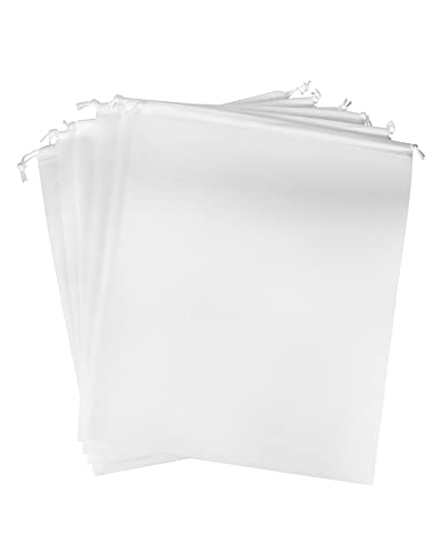 QWORK Drawstring Dust Covers, 6 Pcs Breathable Non-woven Fabric Large Cloth Storage Pouch String Bag for Handbags Purses Shoes