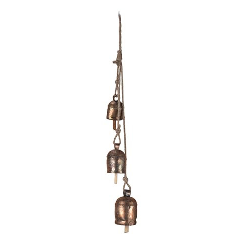 Wind Chimes for Outside – Metal Hanging Wind Bell Set with Bronze Finish, Rustic Entryway & Balcony Decor - 20" Farmhouse Wind Chimes - Indoor Outdoor Bells for Porch or Garden, Christmas Bells - color: Rustic Cowbell