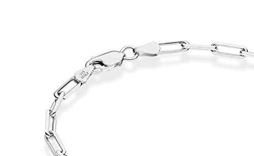 Miabella Solid 925 Sterling Silver Italian 3mm Paperclip Link Chain Bracelet for Women Men, Made in Italy - style: Length 7 Inches (women's small size)