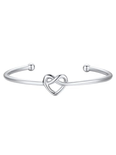 U7 Unisex Simple Cuff Bracelet 18K Real Gold Platinum Plated Fine Bracelets Fashion Jewelry Open Bangle Cuff Bracelets, Twisted or Heart Style - color: D.Knot Bracelet-Platinum
