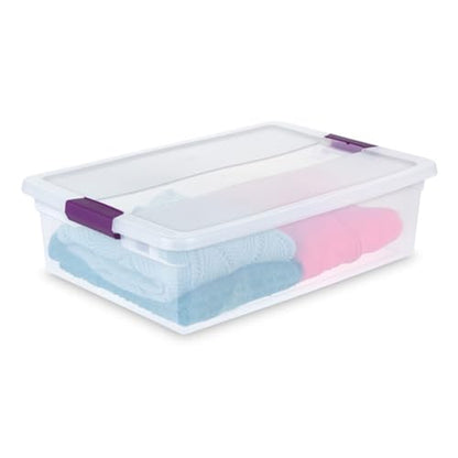 Sterilite 6-Pack 32 Quart ClearView Latch Box, Stackable Organizer Bins with Latching Lids - Clear Plastic Organization Containers for Closet, Bedroom, Shelving Units and Everyday Home Storage - size: 6 Pack, style: 32 Quart