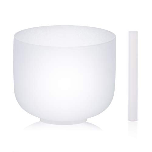 SOLSHINE Crystal Singing Bowl 8 Inches 432Hz C Note Root Chakra Frosted Quartz, With Free Crystal Forward And O-ring Sound Repairer - color: 432hz C note root chakra, size: 8 inches