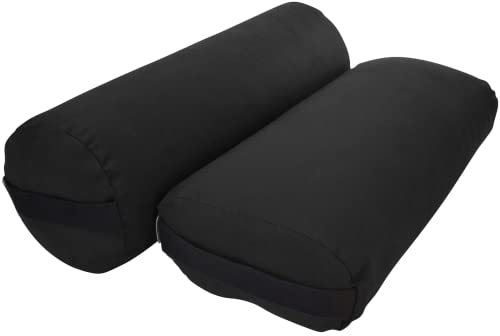 Bean Products Cotton Batting Yoga Bolster - Studio Grade Round or Rectangular Restorative Yoga Pillow for Pilates and Yin Practice - Soft Yet Firm Support with Cotton Cover - Made in The USA - color: Black, size: Rectangular