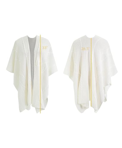 MissShorthair Knit Shawl Wraps for Women Boho Crochet Shawls Cape Open Front Cardigan - color: White