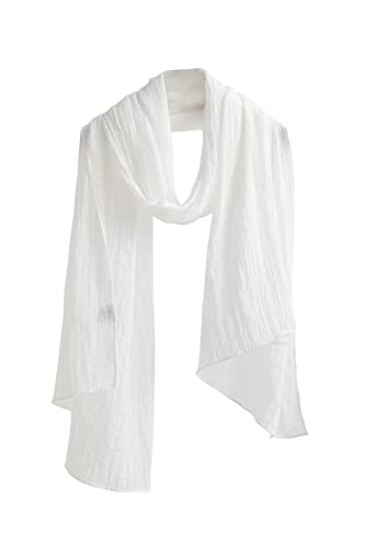Jeelow Solid Color Scarf Wrap Shawl for Women Men – Soft Lightweight Head Scarf, All Season, Travel Beach Office Daily Wear - color: White