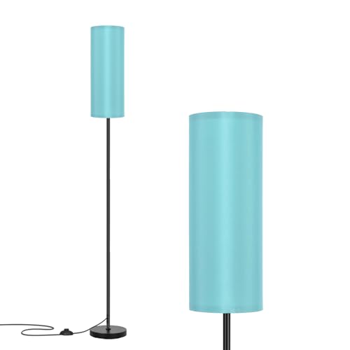 FRIDEKO HOME Floor Lamp with Turquoise Shade, Simple Design with Foot Pedal Switch, Small Tall Lamps for Living Room Bedroom, Corner Floor Stand Light with Black Pole Lamp (No Remote/No Bulb) - color: Turquoise (No Bulb/ No Remote)