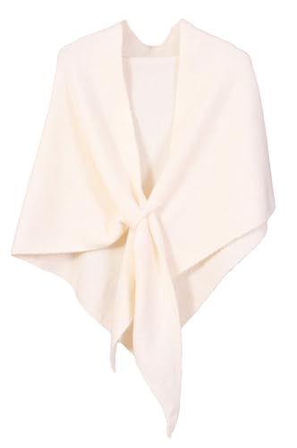Shawls Wraps Women Triangle Sweater Scarf Warm Wool Blend Pashmina Cape Cold Weather Neck Warmer Winter Fall Accessory - color: Solid-creamy