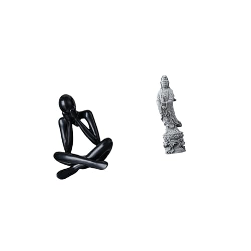 Baoblaze Abstract Figure Sculpture Decorative Figurine Collectible Desktop Ornament Modern Statue for Living Room Bookshelf Home Decor Guan Yin Statue Stone Or