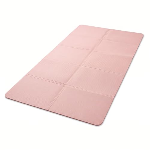TPE Yoga Mat with Hanging Holes, Wall Mount Workout Mat, Shock Absorbent Fitness Pad for Home Gym, Pilates & Meditation - color: pink foldable