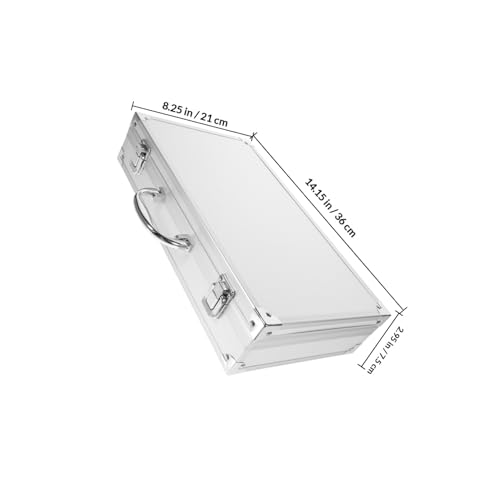 Ipetboom Aluminum Hard Case With Foam, 14x3x8 Inches Metal Tool Container Travel Case Locking Briefcase Case with Foam - color: White