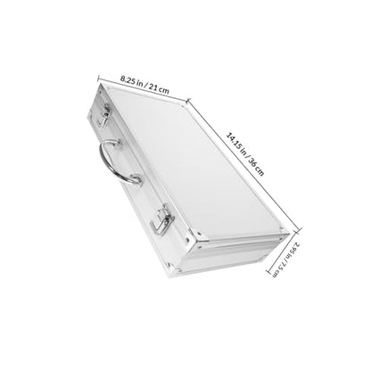 Ipetboom Aluminum Hard Case With Foam, 14x3x8 Inches Metal Tool Container Travel Case Locking Briefcase Case with Foam - color: White