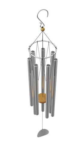 Wind Chimes for Outside and Inside – 44 inch – 528hz Solfeggio Healing Tones - Silver