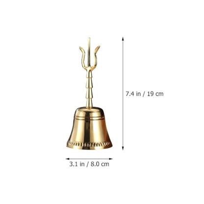 ibasenice Hand Held Ringing Bell 7.48 Inch Copper Meditation Bell for Home Temple Ancestral Halls with Comfortable Handle for Spiritual and Ceremonial Use