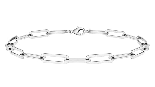 WangGao Stainless Steel Paperclip Link Chain Bracelet for Women Popular Minimalist Jewelry - color: Silver