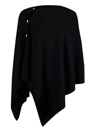 Lacretazhi Women'S Shawl Wraps Poncho Sweater Lightweight Knit Scarf With Buttons Versatile Cape Cardigan Spring Summer Fall - color: Black