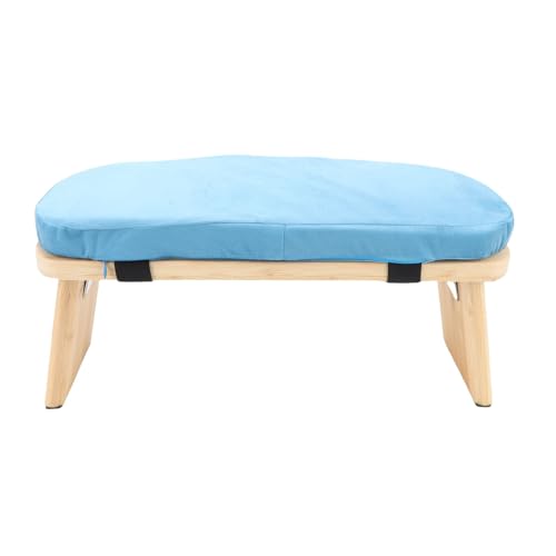 ZJchao Wooden Meditation Bench Detachable Ergonomic Kneeling Stool for Yoga and Meditation with Soft Cushion and Carry Bag Solid Wood Cotton Home Practice (Blue) - color: Blue