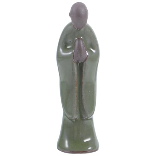BESPORTBLE Ceramic Zen Monk Statue for Home Decor Meditation Figurine for Indoor Desk and Table Bonsai Decoration Peaceful Buddha Sculpture for Tranquil Spaces