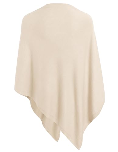 PULI Women's Versatile Knitted Shawls Scarf Poncho Sweater with Buttons Lightweight Spring Summer Fall Wraps - color: A-beige