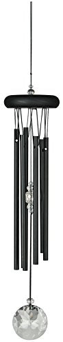 Woodstock Wind Chimes for Outside, Garden Decor, Outdoor Decor for Your Patio and Porch (16") Woodstock Crystal Meditation Black Wind Chimes Gifts (CCMK)