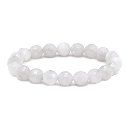 Justinstones Gemstone Crystals Chakra Beads Bracelet Crystal Healing 10mm Round Stretchable Bracelet for Her Gift - color: Faceted Moonstone
