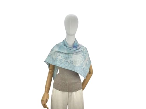 Cashmere-soft Mercerized wool Shawl Pashmina Lightweight Travel Wrap & Evening Scarf |Office |Wedding - color: 9 Light Blue
