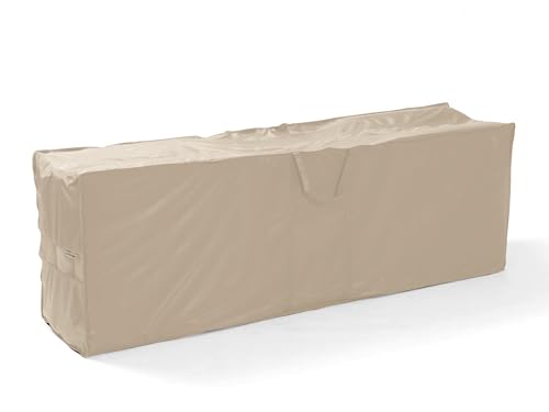 Covermates Cushion Storage Bag – Heavy Duty Vinyl with Polyester Lining, Water Resistant Zipper, Ventilated Patio Cushion Organizer with Handles, 48Wx 16D x 22H, Classic Tan - color: Classic Tan, size: 48Wx 16D x 22H