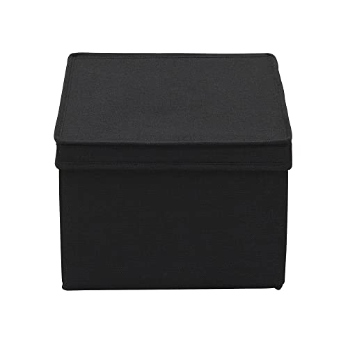 Household Essentials Large Fabric Storage Box With Lid Box, Black, Set of 2 - color: Black