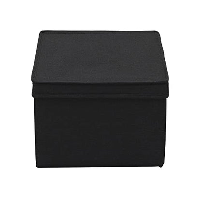 Household Essentials Large Fabric Storage Box With Lid Box, Black, Set of 2 - color: Black