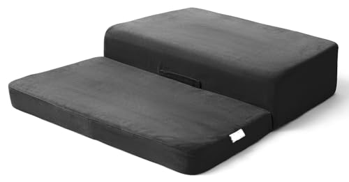 Meditation Cushion - Foldable Portable Large Size Meditation Yoga Block, Light Weight, Easy to Carry with Premium Removable & Washable Velvet Cover (Dark Grey)