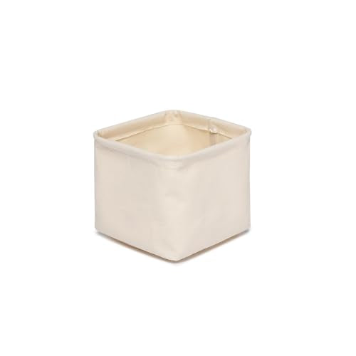Foldable Storage Bins with Lids Cotton Canvas Rectangular Storage Box Ideal for Organization Lightweight and Durable (5.12 x 5.12 x 4.72) - size: 5.12 x 5.12 x 4.72"