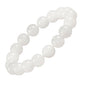 Natural Stretch Jade Bracelet for Women Men 10MM Bead 6.7 Inch to 7.5 inch Healing Crystal Energy Gemstone Bracelet for Women Men Gift - color: white