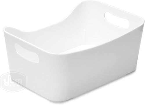 YBM HOME Open Bin Storage Basket Kitchen Pantry, Bathroom Vanity, Laundry, Health and Beauty Product Supply Organizer 2153 (Medium, White) - color: White, size: Pack of 1