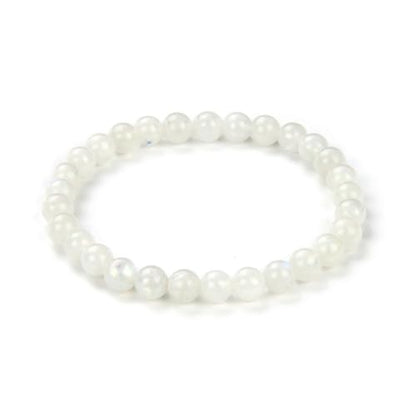 Adabele 1pc Natural Stretch Gemstone Bracelet 6mm (0.24 Inch) Bead 7" 7.5" 8 inch Healing Crystal Quartz Energy Chakra Jewelry Women Birthday Gift - color: Blue Flash Moonstone, size: 7.5 inch