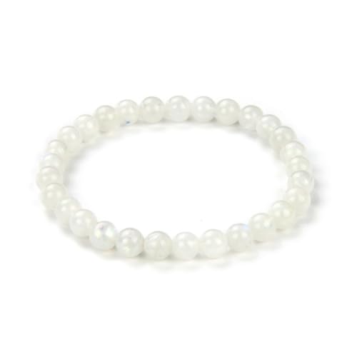 Adabele 1pc Natural Stretch Gemstone Bracelet 6mm (0.24 Inch) Bead 7" 7.5" 8 inch Healing Crystal Quartz Energy Chakra Jewelry Women Birthday Gift - color: Blue Flash Moonstone, size: 7.5 inch