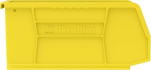Akro-Mils 30237 AkroBins Plastic Storage Bins, Space-Saving Stackable Bins for Garage, Pantry, Craft Organization, 9" x 6" x 5", Yellow, 12-Pack - color: Yellow