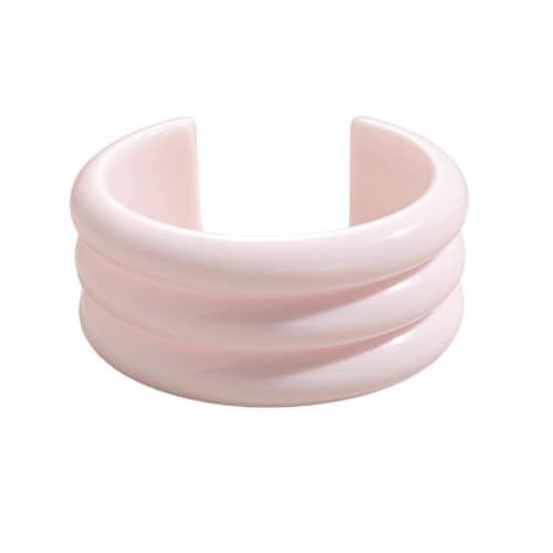 DATOA Minimalist Resin Open Cuff Bracelet Multi-Layered Neutral Tone Bangle, Statement Lightweight Jewelry for Women Men Everyday Wear & Gifting - color: White