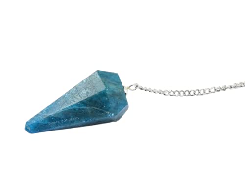 Amazing Gemstone Apatite Crystal Pendulum for Divination, Certified Dowsing Crystals, Healing Stones for Chakra Balancing, Meditation, Enhance Reiki Spiritual Growth Includes Healing Crystals, Stones - color: Apatite