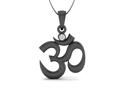 Sterling Silver 925 Om pendant Yoga Meditation Spiritual Necklace Charm Jewelry - color: Black_Rhodium