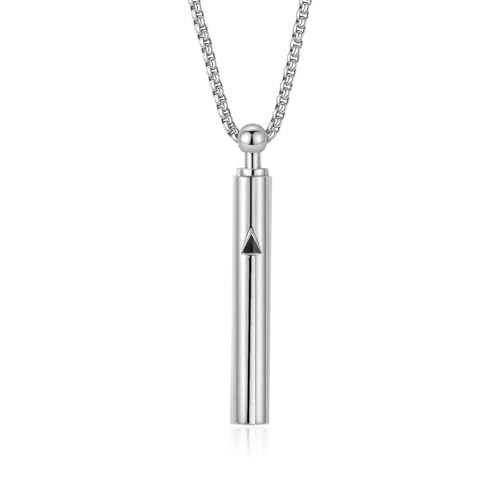 Breathing Easy Necklace, Mindfulness Breathing Stainless Steel Pendant for Stress Relief, Anxiety Management & Smoking Cessation Aid, Intricate Engraving for Men Women - color: Sliver