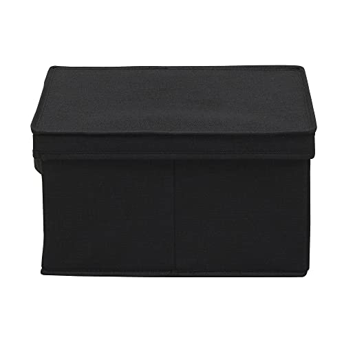 Household Essentials Large Fabric Storage Box With Lid Box, Black, Set of 2 - color: Black