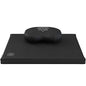 Mindful & Modern Meditation Cushion & Zabuton Meditation Mat Bundle - 100% Cotton Meditation Cushion Set for Yoga - Buckwheat Crescent Shaped Zafu Floor Pillow Rectangular Mat - Minimal Black Color