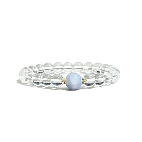 Beaded Bracelets for Women,Stretch Healing Crystal Bracelet Natural Stone Gemstone Jewelry Gifts - color: Style E-Clear Quartz&Aquamarine