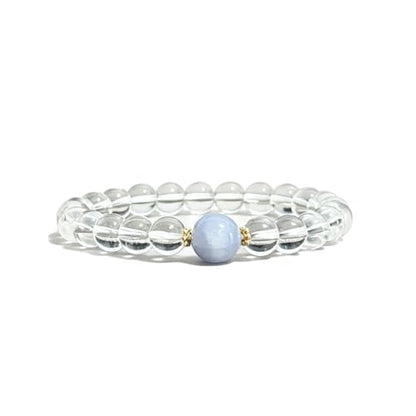 Beaded Bracelets for Women,Stretch Healing Crystal Bracelet Natural Stone Gemstone Jewelry Gifts - color: Style E-Clear Quartz&Aquamarine