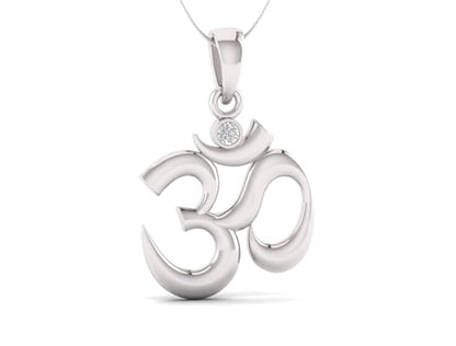 Sterling Silver 925 Om pendant Yoga Meditation Spiritual Necklace Charm Jewelry - color: Silver