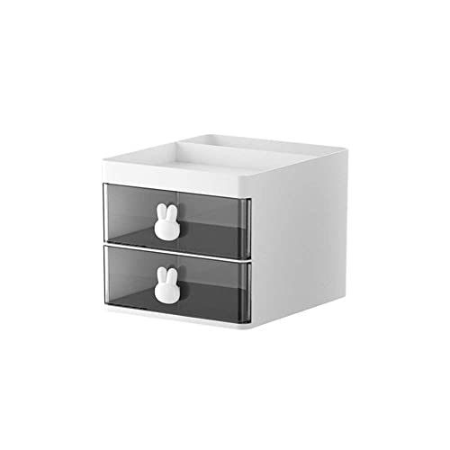 Drawer Storage Box, Solid Color Jewelry Storage Box, Small Item Case, Bunny Handle Makeup Drawer Storage Box, Simple Stationery Organizer (Color : White) - color: White