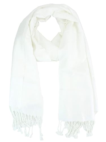 Pashmina Shawl Wrap for Women Soft Lightweight Multi-Purpose Scarf for Weddings, Parties & Casual Wear - color: Jacquard White - Pl1829