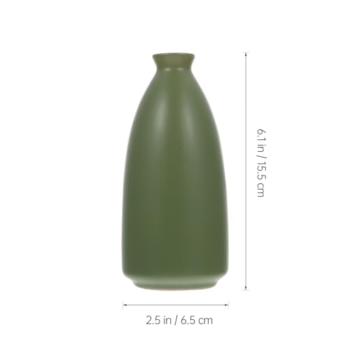 Toyvian Ceramic Zen Vase Green Dried Flower Vase Tabletop Artistic Home Décor for Desktop Arrangement and Meditation Space Decoration