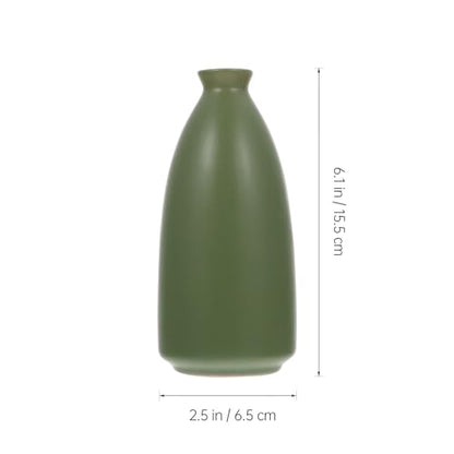 Toyvian Ceramic Zen Vase Green Dried Flower Vase Tabletop Artistic Home Décor for Desktop Arrangement and Meditation Space Decoration