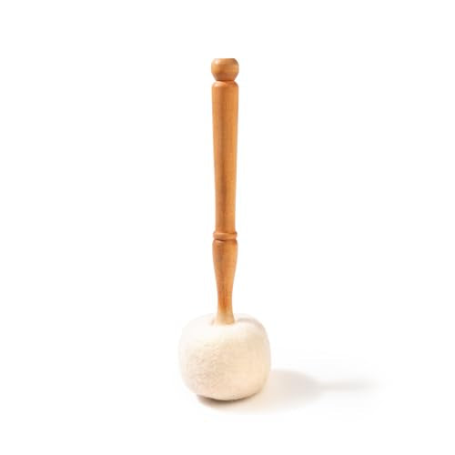 Drum Mallet Wool Felted Drum Stick - 9 Inches Wool Mallet for Gongs & Large Singing Bowls by Himalayan Bazaar - color: White